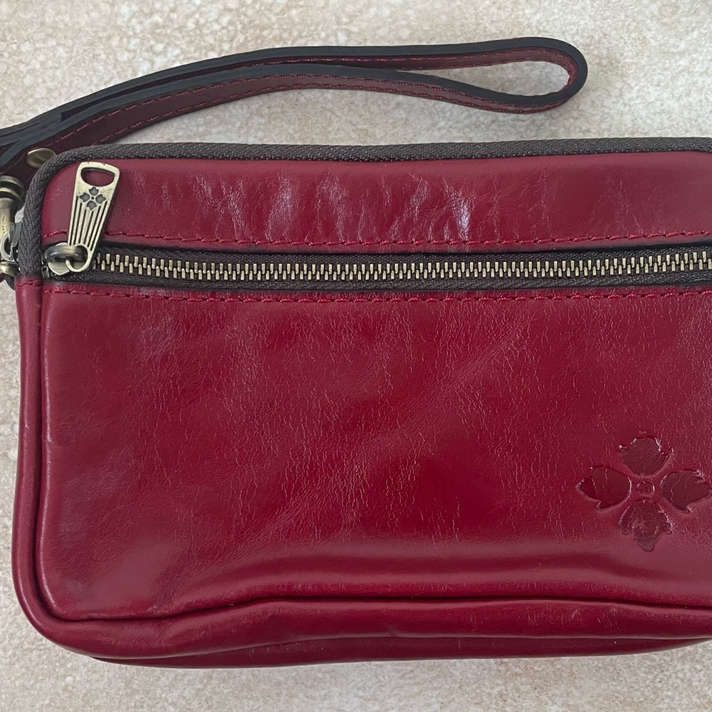Patricia Nash Viani Wristlet Ruby Red Distressed Vintage Leather Clutch